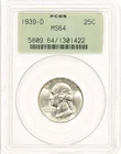1939-D 25C PCGS MS64 OGH Washington Silver Quarter