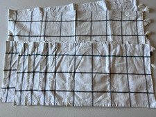 6 Hearth  Hand Placemats Table Runner Windowpane Plaid Tassels Cream Teal Grey