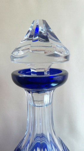 VTG. WATERFORD CLARENDON COBALT BLUE LEAD CRYSTAL DECANTER WITH STOPPER, MARKED - Picture 5 of 10
