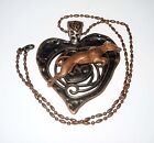 Rustic Copper Heart Pendant wVintage Leaping Greyhound/Whippet Dog, Copper Neckl