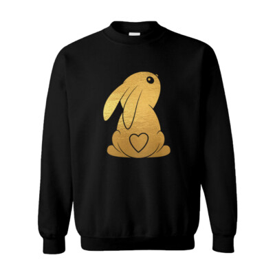Bunny With Heart Tail - Gold Foil Rabbit Easter Love Unisex Sweatshirt