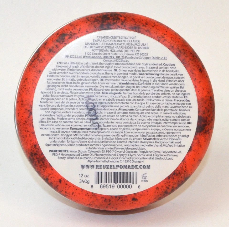 Pomada roja soluble en agua Reuzel, lata de 12 oz (340 g) *nueva* REU005 Foto 2 de 3