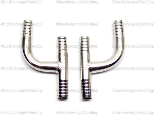 (2) LEBENSMITTELECHTER EDELSTAHL 3/8 ZOLL WIDERHAKEN 'Y' SCHLAUCHARMATUR ADAPTER SPLEIß - Bild 4 von 4