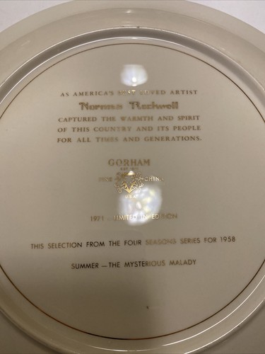 1971 Limited Edition, The Mysterious Malady Plate Norman Rockwell - Picture 3 of 3