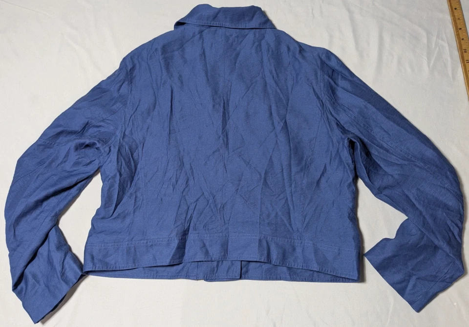 Chaqueta de motocicleta DKNY para mujer talla XL azul rayón nailon cremallera asimétrica manga larga Foto 2 de 4