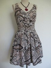 J. Crew Cecilia Dress 0 Fit and Flare Ruched Wrap Sash Navy Tan Paisley Cotton