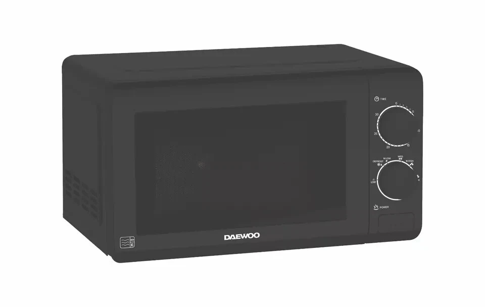 Daewoo 20L 800W Manual Microwave 5 Power Setting 30Min Timer Defrost Black