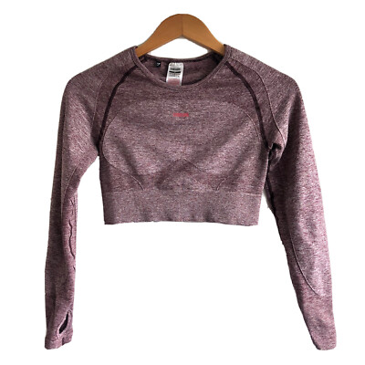 Gymshark Seamless Flex Purple Long Sleeve Crop Top Size Medium
