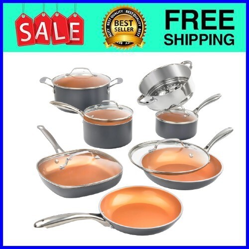 Gotham Steel Nonstick Pots and Pans 12 Piece Set Ceramic Cookware Kitchen Set