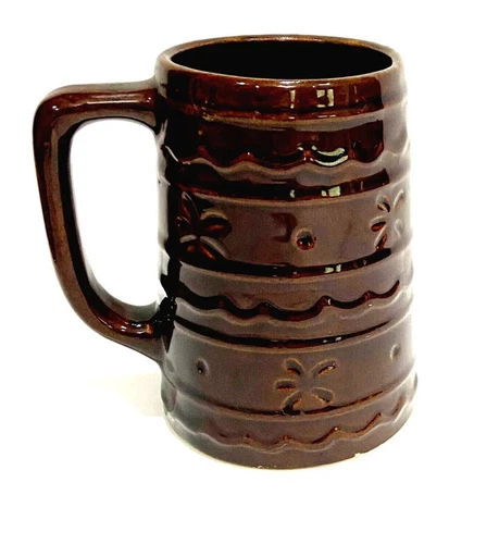 Vintage Mug Cup Stein Marcrest Pottery Daisy Dot Brown Tankard Stein Mug Cup