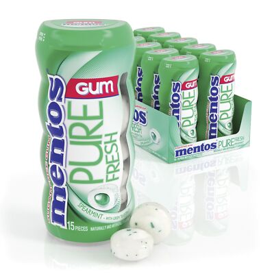 Mentos Pure Fresh Sugar-Free Chewing Gum with Xylitol, Spearmint, 15 Piece
