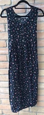 VTG 90s Sostanza Black Ditzy Floral Print Dress Sz S Grunge Festival Boho Y2K