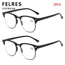 2 Pairs Round Reading Glasses Men Women Retro Clear Lens Presbyopic Glasses New