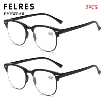 2 Pairs Round Reading Glasses Men Women Retro Clear Lens Presbyopic Glasses New