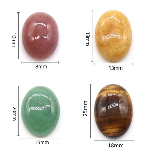 Oval Gemstone CAB Cabochon Cameo Flat Back Loose Beads For Jewelry Making - Picture 4 of 47