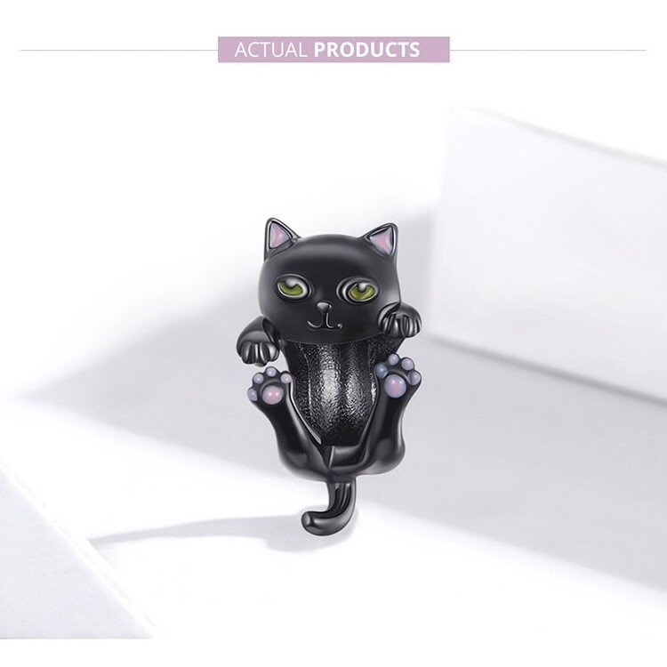 CHARM ARGENT STERLING 925 CHATON NOIR BRACELET PENDENTIF BRACELET