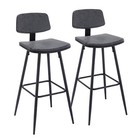2PCS Upholstered Bar Stools PU Leather Counter Chairs Low Back Metal Frame Black — photo 2
