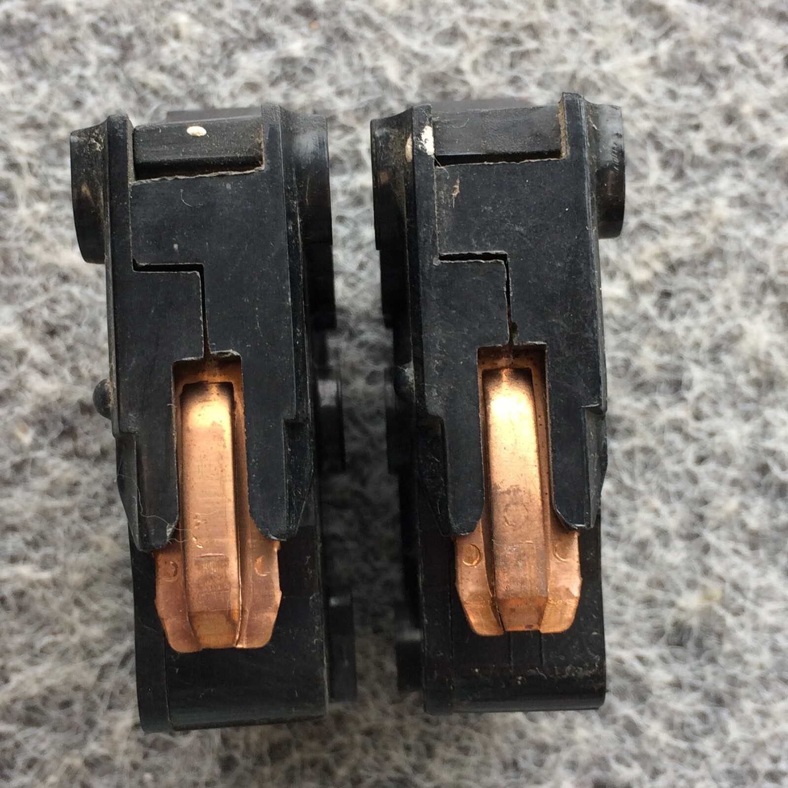 Lot of 2 FPE CHALLENGER NA120 1 Pole 20 Amp RED/BLACK BREAKER FEDERAL PACIFIC