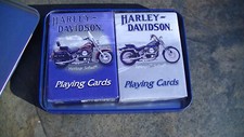 NEW Vintage Harley Davidson Playing Cards 2 Sealed Decks Embossed Collector Tin