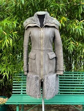 Versace Collection Genuine Grey Shearling Sheepskin Coat Size Xs