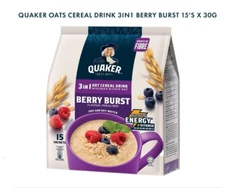 QUAKER 3 in 1 Oat Cereal Drink  - Berry Burst (30g x 15's)450g Fast shipping