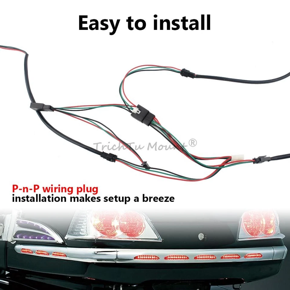 Chrome Trunk Trim LED Molding Insert Light For Honda Goldwing GL1800 2001-2010 - Imagen 2 de 4