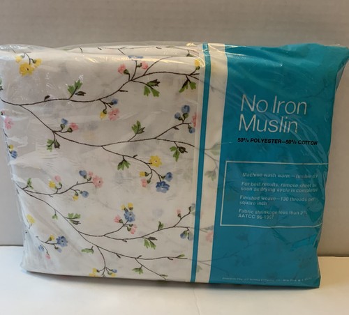Lenzuolo e federe vintage JC Penney's Delicato floreale senza mussola di ferro NUOVO - Foto 4 di 15
