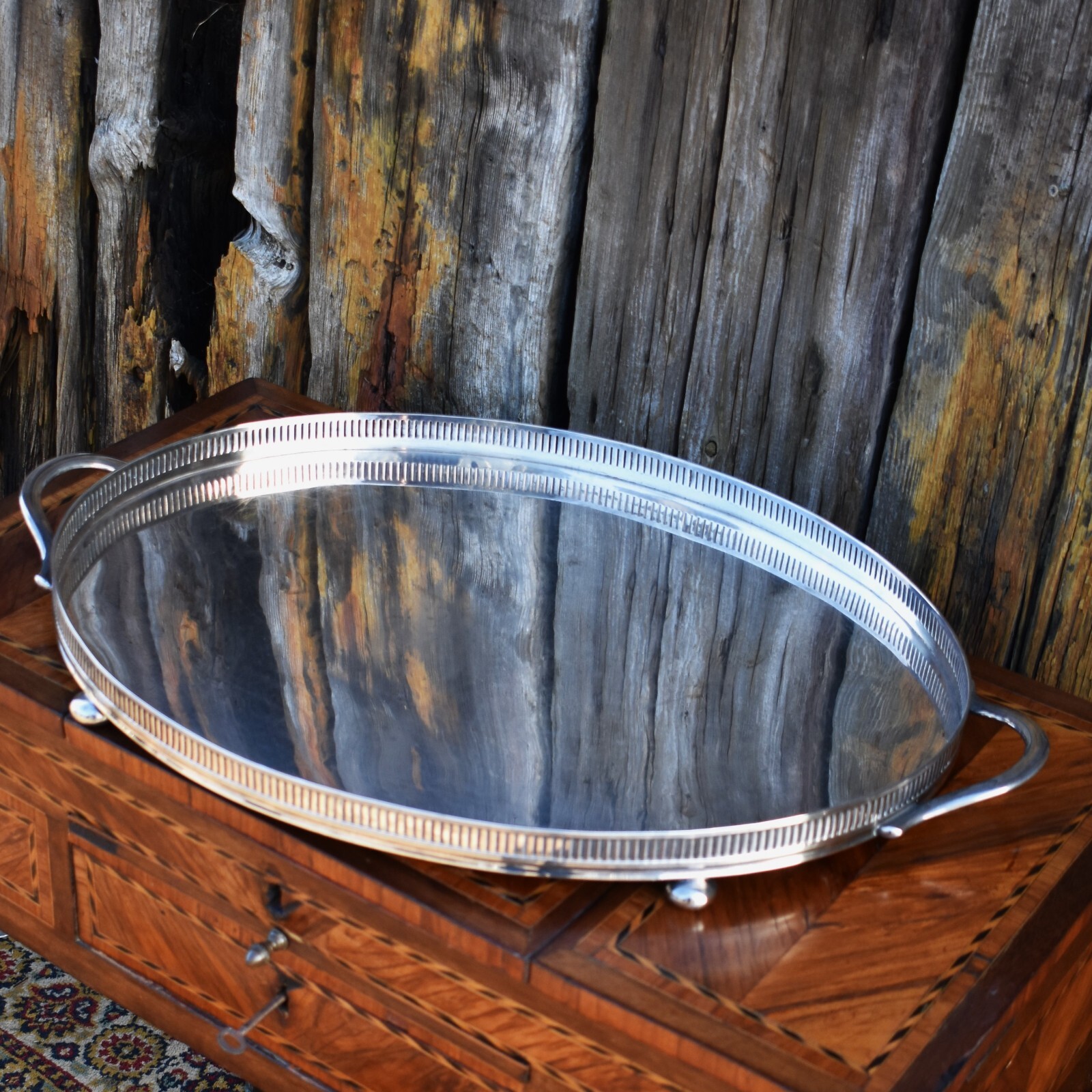 Antique 1900s Johnson Durban & Co Huge EPNS Silver Plate Butlers Tray