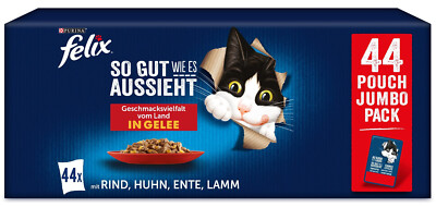 FELIX Katzenfutter Nassfutter - Fleisch & Geflügel Mix in Gelee - 44 x 85g