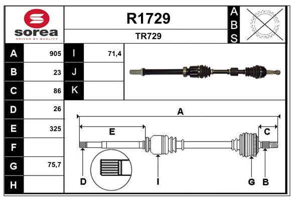 Arbre de transmission SNRA R1729 pour stopper les claquements sur Clio V