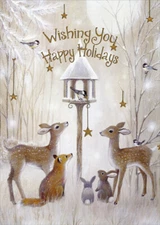 LPG Greetings Deer Fox Rabbits and Bird Feeder Box of 14 Christmas Cards