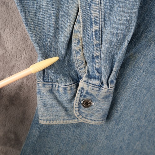 Vintage Ralph Lauren Chaps Jean Shirt Mens L Blue Heavy Denim Long Sleeves - Picture 9 of 18