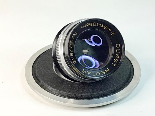 DURST NEOTAR 1:4,5 f=10,5 Cm OBIETTIVO PASSO M39 PER INGRANDITORE CON PIASTRA - Imagen 5 de 9