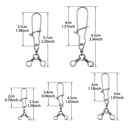 50PACK Three Way Swivel + Duo Lock Snap Stainless Steel Tackle for Catfish Rig - Picture 9 of 29