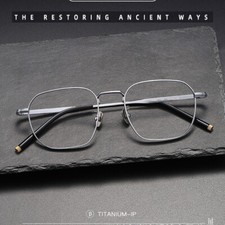Vintage Pure Titanium Eyeglass Thin Frames Men Polygonal Light Glasses Women