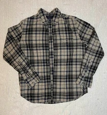 American Eagle Mens Mediem Slim Fit Plaid Button Down Grey Black