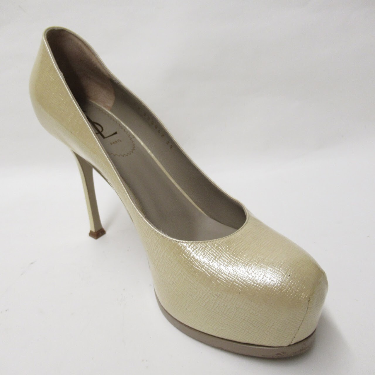 SAINT LAURENT POMPE A STILETTO preamate YSL Trib Too TAGLIA 39 pelle saffiano plateau