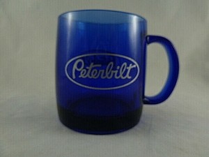 Peterbilt Trucker Coffee Mug Cobalt Blue Glass Coffee Cup Ebay