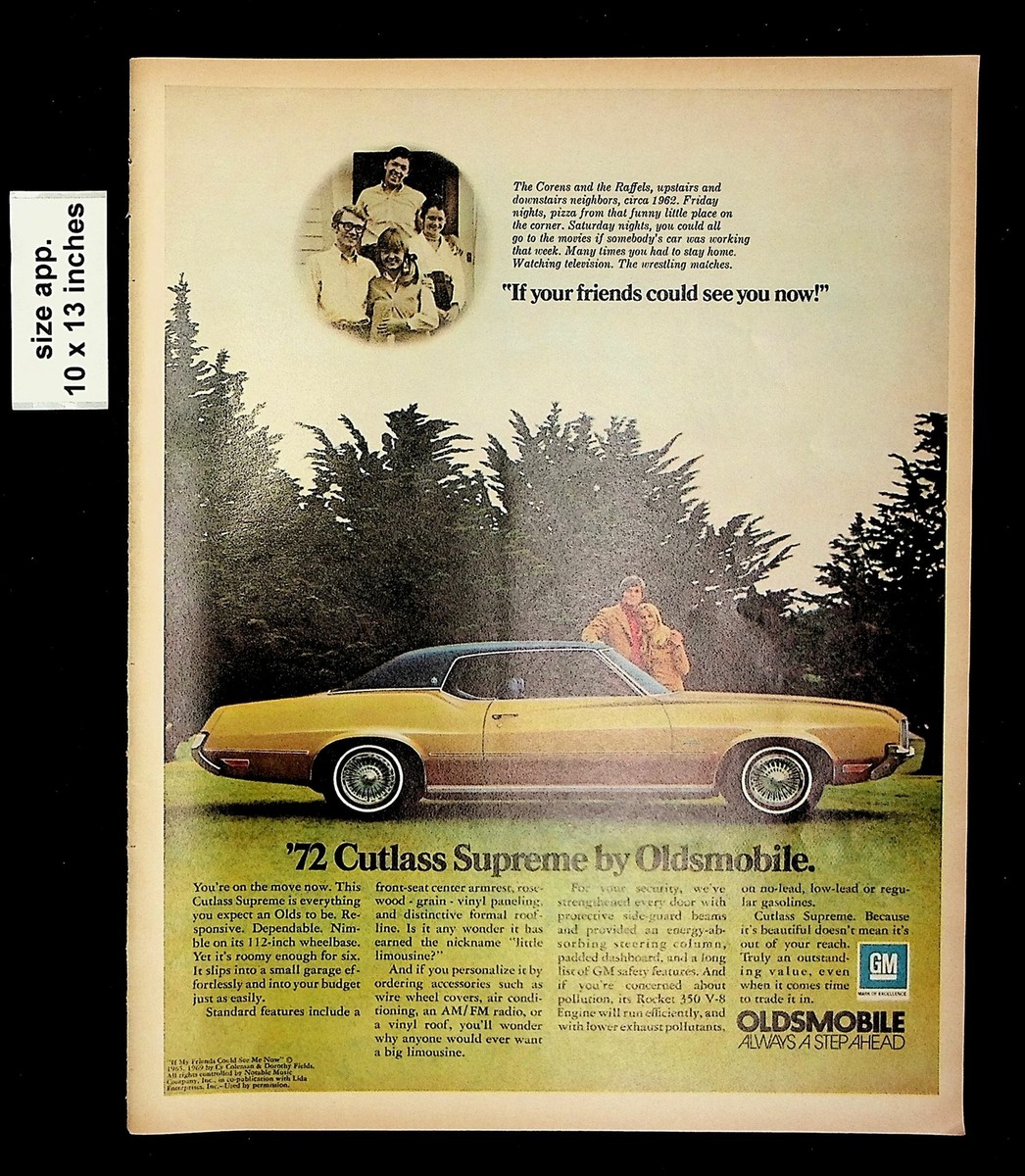 1971 Oldsmoble Cutler Supreme Car Vintage Print Ad 17801 | eBay display picture 3