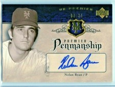 NOLAN RYAN 2007 UPPER DECK PREMIER PENMANSHIP GOLD AUTO /34 Mets SP 💎