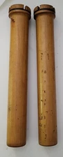 Lot of 2 Antique Bowen Hunter Wooden Spool Bobbin Textile Industrial Silk 12"