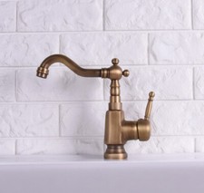 Deck Mounted Bathroom Faucet Antique Brass Single Handle Sink Mixer Taps zsf122