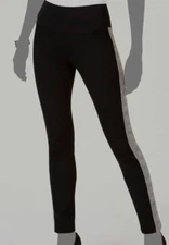 $60 I.N.C Women's Black Stretch Plaid Contrast Mid Rise Skinny Leg Pants Size 4