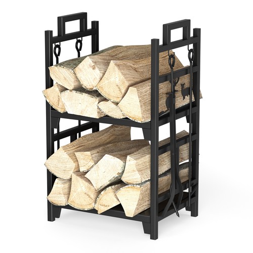 Heavy Duty Stoves Fireplace Log Rack Wrought Iron Logs Bin Holder Storage Stand - Picture 7 of 12