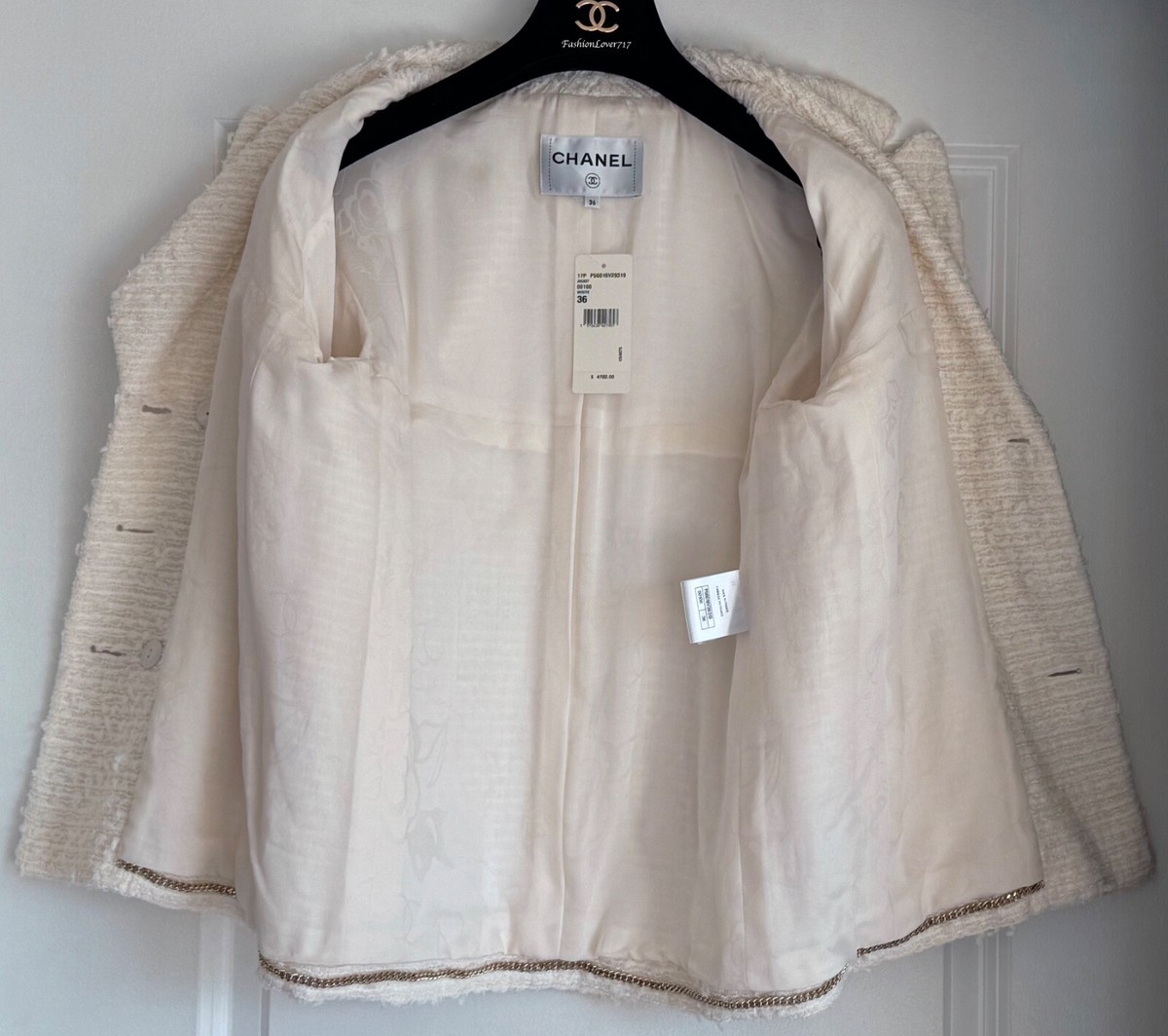 NWT CHANEL 17P WHITE TWEED CC LOGO BUTTONS JACKET 36 | eBay