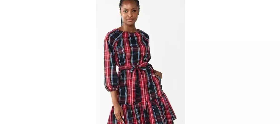 Draper james shop red plaid dress