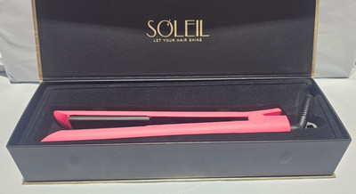Soleil Professional Solid Ceramic Flat Iron Magnetized Plates  ~ Pink
