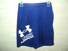 Under Armour Shorts Boy's Youth M Blue Activewear Elastic Waist Drawstring Snag