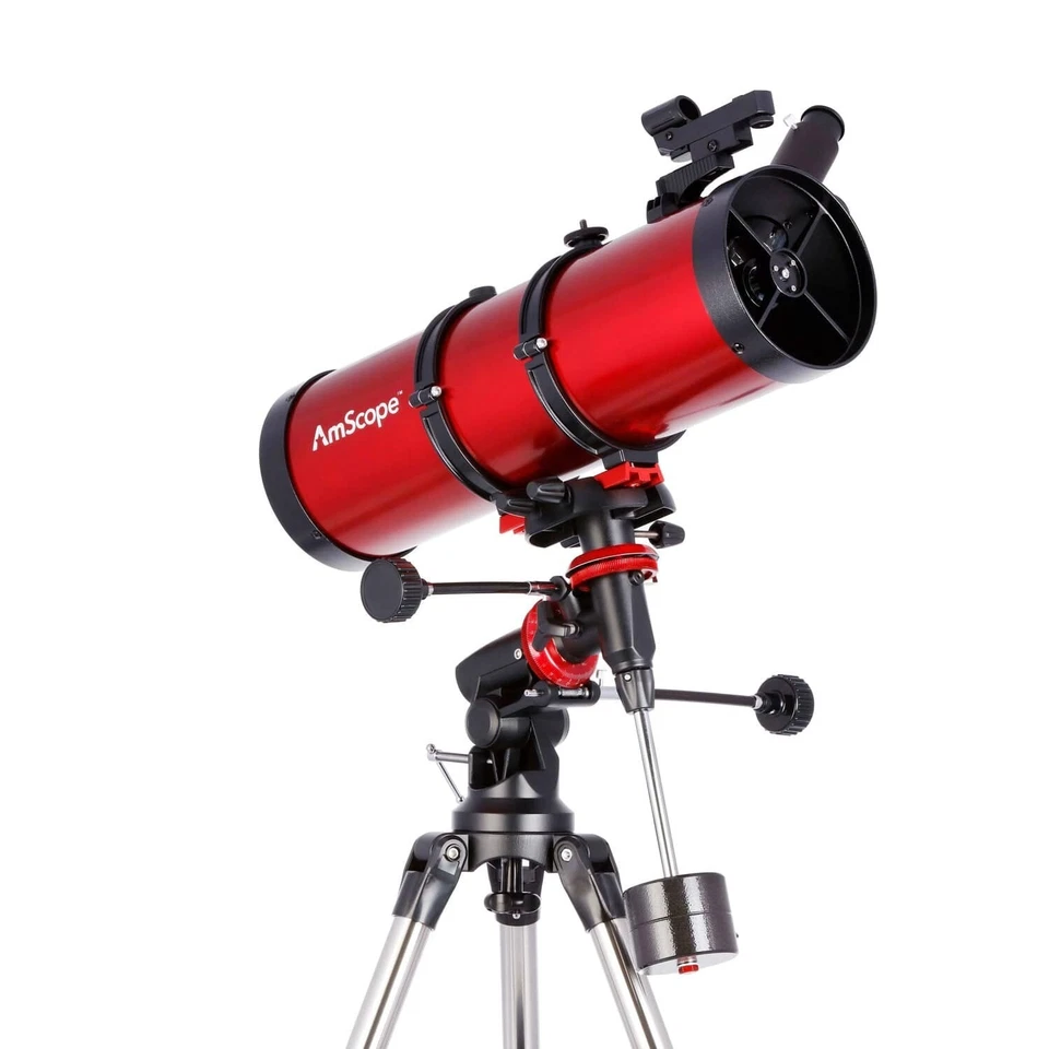 Telescopio reflector ecualizador AmScope 130 mm de apertura, 650 mm de longitud focal + buscador de puntos rojos Foto 2 de 4