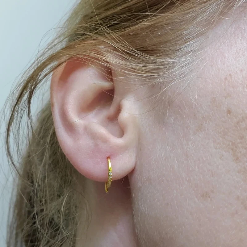 Pave Moissanite Threader Earrings Minimalist Earrings Gold Plated 925 silver - Image 3 of 4